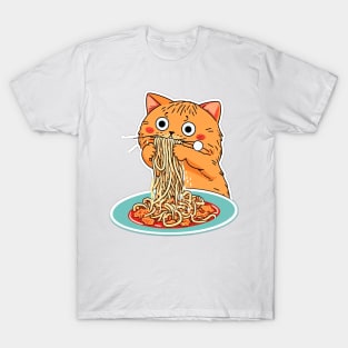 Cat eating spaghetti meme T-Shirt